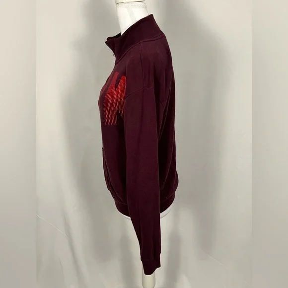 Victoria's Secret PINK Half-Zip Sweatshirt - Burgundy with Red Logo Woman’s  Sm - Picture 6 of 8